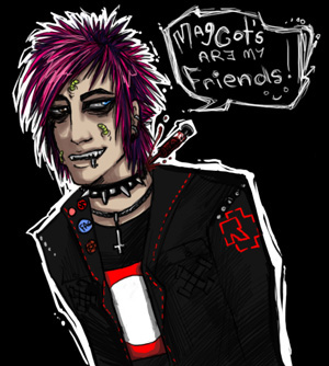 Magots are my friends.
They are mightly friendly when they crawl under my skin : | 

I drew this. The name is GoF... Dont take without permission and crap.
talk to me on AIM at Random Bluu.
Keywords: Magots, Gof, Guardianofire, Kero