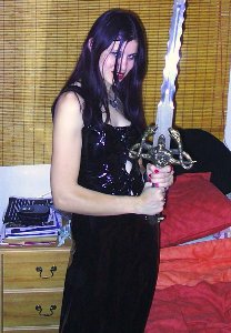 Aldana with the sword of Merlin
