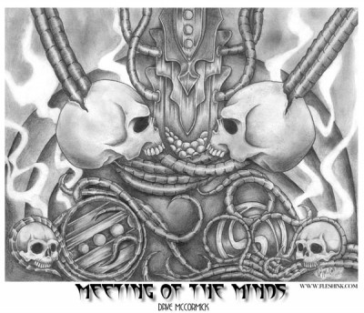 Meeting of the minds
Original art by New England tattoo artist Dave McCormick
www.fleshink.com
Keywords: dave mccormick skulls tattoo goth art posters prints