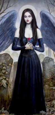 Dark Angel
Oil painting on board by Gordon Napier www.dashinvaine.co.uk
Keywords: dark lovely gothic angel vampire cemetary graveyard art goth vampiric beauty undead phantom graves tomb ivy frog pale wings