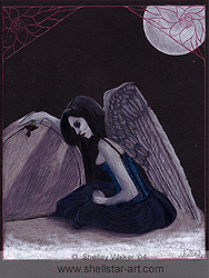 Midnight Lament
An angel mourns atop unmarked grave, for whom does she cry?

Original and prints available at [url=http://www.shellstar-art.com]Shellstar Art[/url]
Keywords: angel gothic grave tomb midnight moon