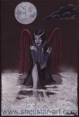 Dark Musings
A dark angel sits atop a headstone at midnight, contemplating about......

Prints available at [url=http://www.shellstar-art.com/darkfantasy.html][b]Shellstar Art[/b][/url]
Keywords: dark angel gothic midnight grave tomb